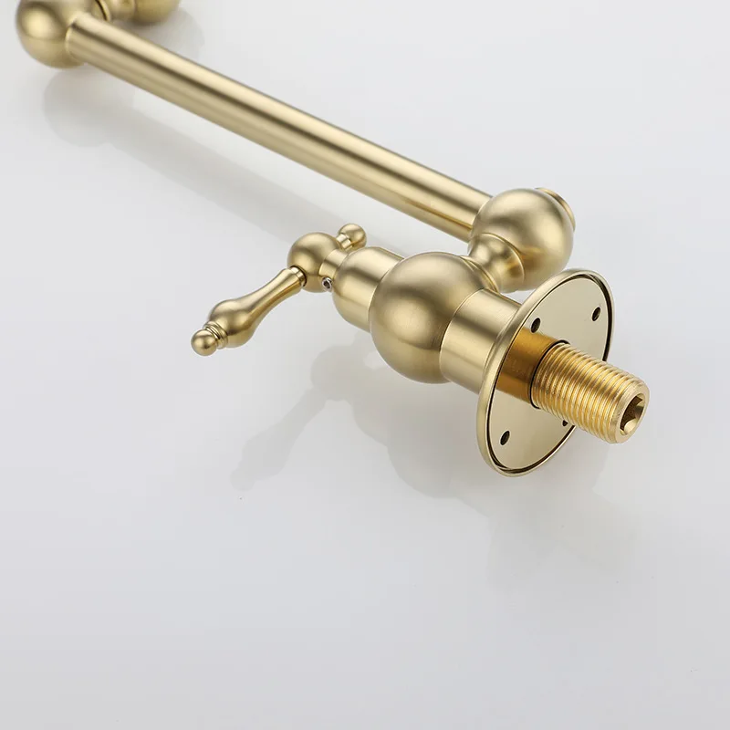 Wall Mount Solid Brass Pot Filler Tap DoubleJointed Swinging Kitchen