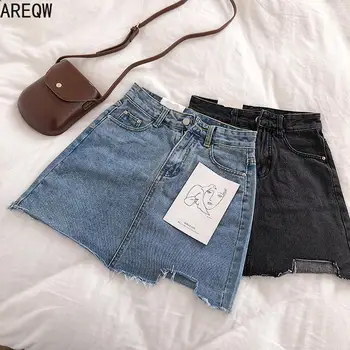 

2020 Spring and Summer New Korean Chic All-match Irregular High Waist Denim Skirt A- Line Skirt Streetwear