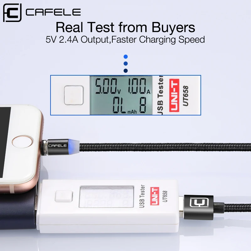 Cafele высокотехнологичный светодиодный QC3.0 Магнитный usb-кабель для iPhone Micro USB кабель type C плетеный кабель зарядное устройство для samsung Xiaomi huawei