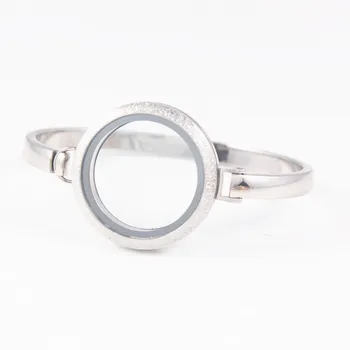 

Wholesale (Silver Gold Rose Gold Black Rainbow Color) 30mm Stainless Steel Floating Locket Bangle Bracelet for Women Jewelry