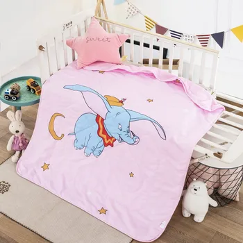 

Disney Cartoon 100% Cotton Dumbo Blanket For Baby Girls Boys Children 120x150cm Summer Quilt Thin Bedding Cover Kids Sheet gifts
