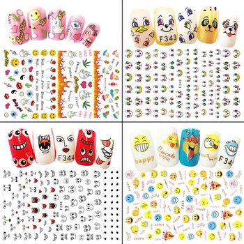 

Cartoon Smile 3D Stickers For Nails Cute Hippie Smiley Nail Sticker Adhesive Art Slider Foil Wraps Manicure Tips Accessories