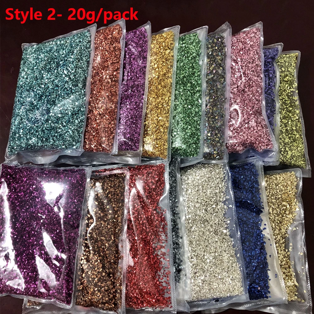 Crushed Glass for Crafts 2-4mm Irregular Glitter Metallic Stone Craft Resin  DIY Mobile Phone Case