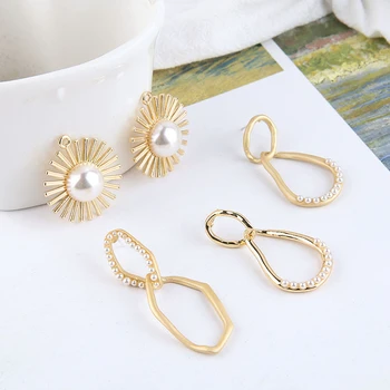 

10pcs New Fashion Texturepearl Circle Irregular Hollow Geometry 925 Tremella Stud Earring for Women Diy Jewelry Accessories 2cm