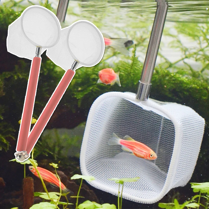 New Flexible Aquarium Fish Tank Catch Net Retractable 3D for Aquarium Fish Scoop Catching Fishnet Long Handle Cleaning Tools