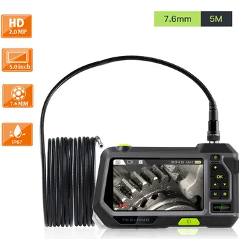 

7.6mm 5.0" 5m Lens Industrial Borescope Underwater Borescope IP67 Waterproof LCD 1080p Snake Flexible Tube Inspection Camera