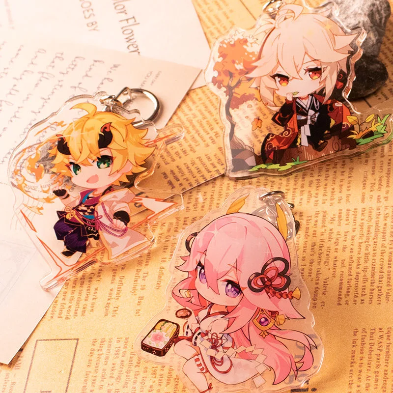 Impact Beelzebul Sangonomiya Kokomi Thoma Kujo Sara Portachiavi Badge Cosplay Portachiavi Accessori Ciondolo Regalo Di Natale