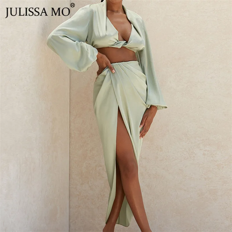 Женский атласный комплект JULISSA MO из двух предметов элегантный розовый топ с