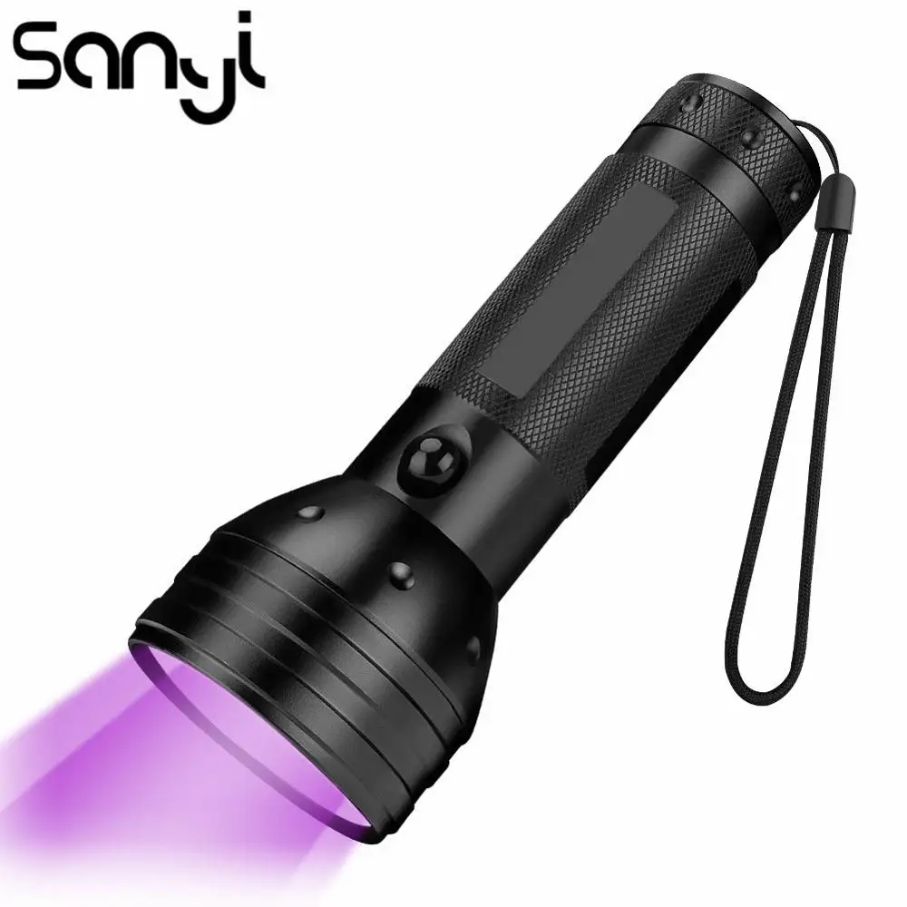 

Sanyi Creative Outdoors Urine Detector Purple Light UV Ultra Violet LED Flashlight Electric Torch Aluminium Body Torch Light