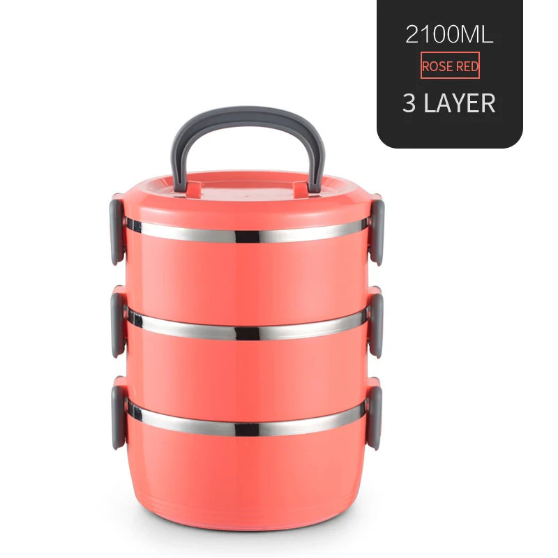 Orange 3 Layer WORTHBUY японский тепловой Ланч-бокс для детей из нержавеющей стали контейнер для еды герметичный Bento box Детская школьная коробка для еды - Цвет: Orange 3 Layer
