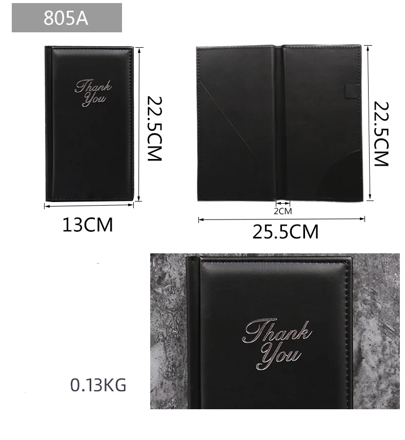 File Folders PU Leather Check Folder For Restaurant Hotel Coffee Shop Cheque Holder Checkbook
