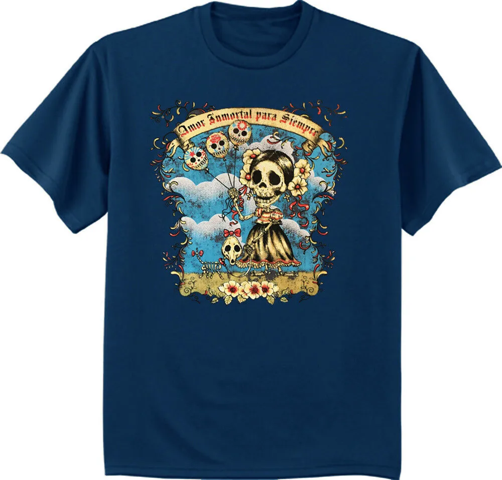

Men's T-Shirt Amor Inmortal Para Siempre Day Of The Dead Decal Gothic Design Tee Free Shipping Funny Tops Tee Shirt
