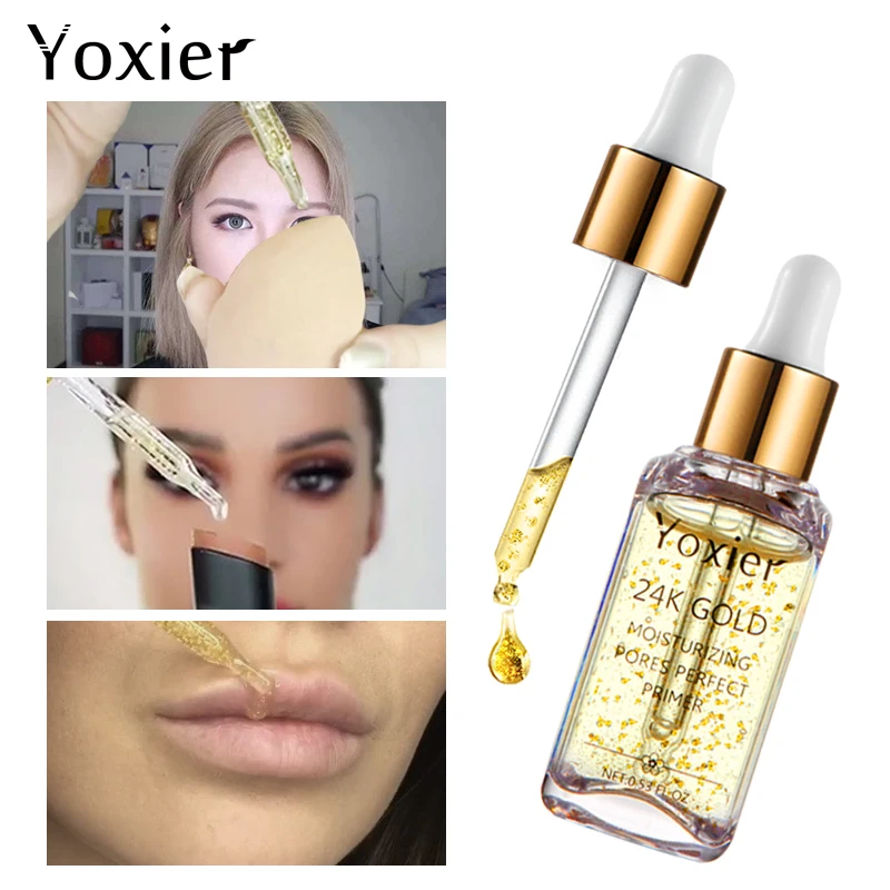 Yoxier основа для макияжа увлажняющая эссенце15мл крем для лица 24k Gold Elixir контроль масла Профессиональная Матовая сыворотка брендовая основа праймер