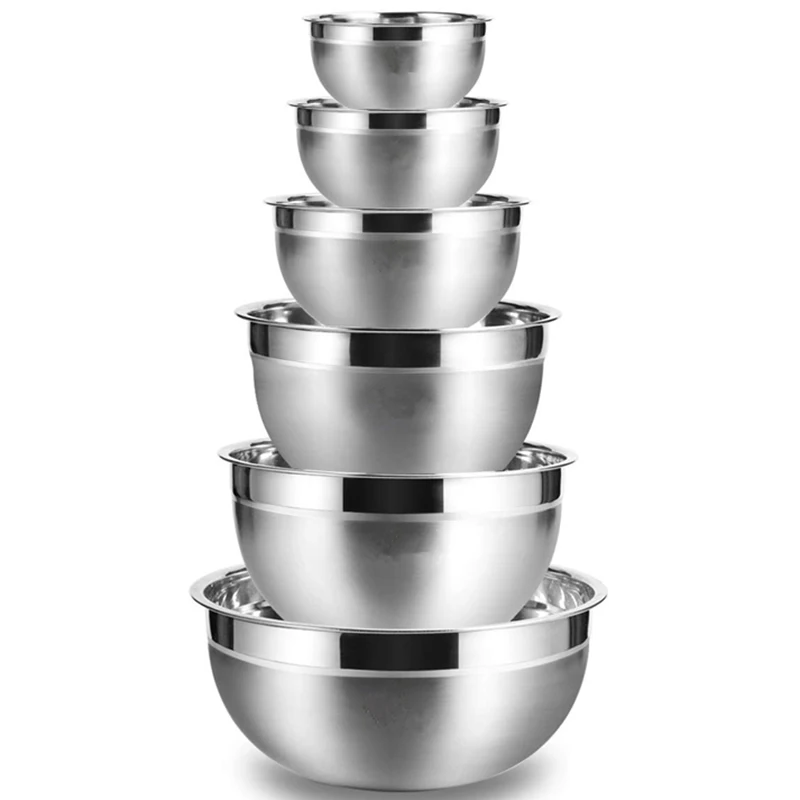 

Stainless Steel Mixing Bowl (Set Of 6) Fruit Salad Bowl Storage Bowl Set Kitchen Salad Bowl