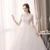 Customized Wedding Dresses Ball Gowns Lace Up New Style Bride Half Sleeve French Embroidery Wedding Dress Vestido De Noiva 1