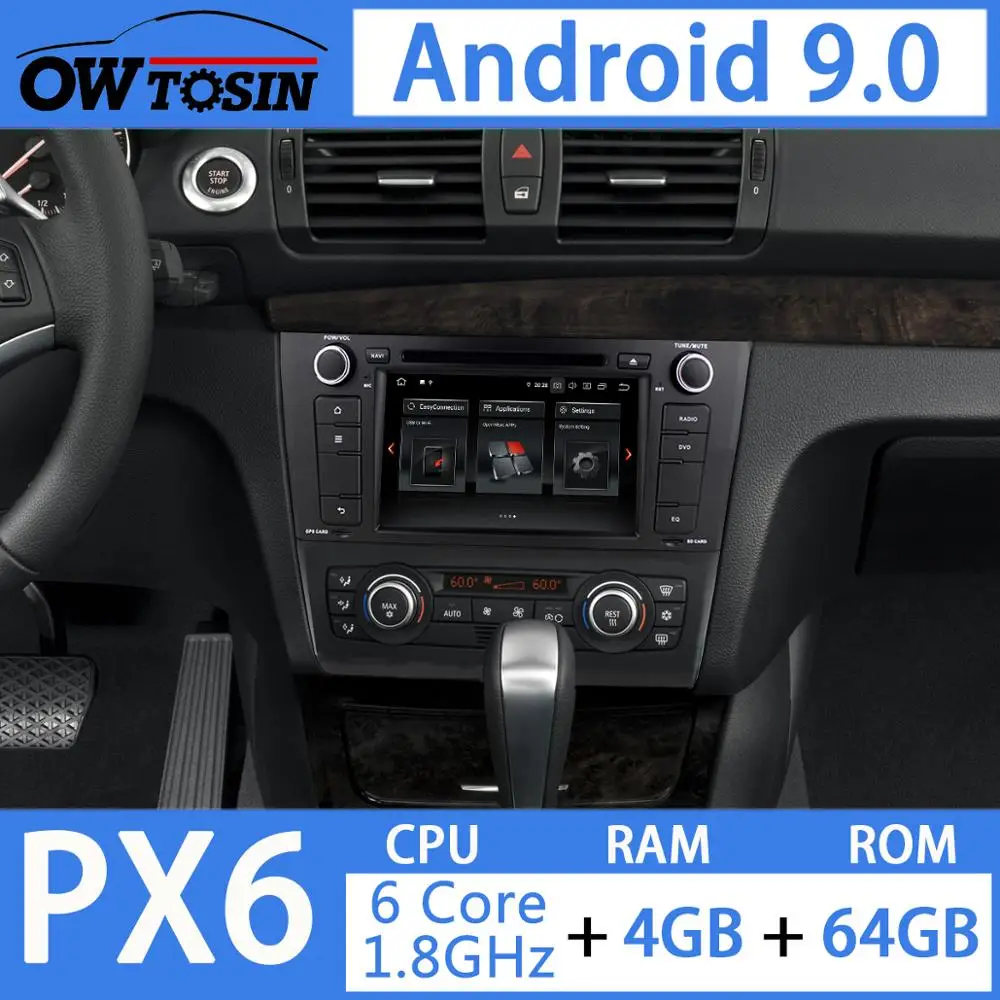 PX6 4G+ 64G авто радио Android 9,0 для BMW 1 серии E81 E82 E88 автомобильный DVD мультимедийный плеер gps навигация DVR CarPlay DSP стерео