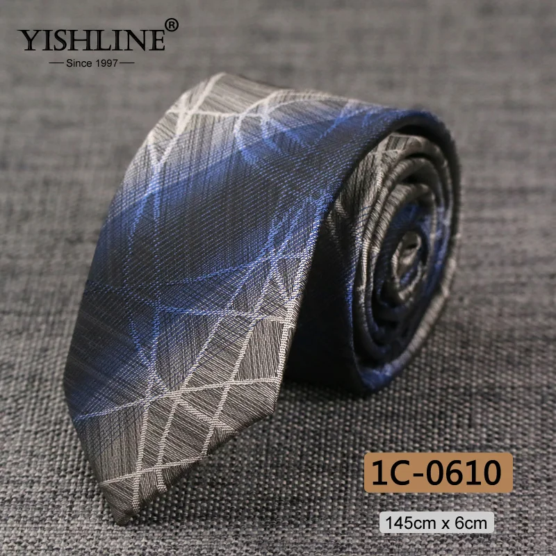 1C-0610 YISHLINE тонкий галстук 6 см для мужчин узкий галстук Цветочный Пейсли галстуки в полоску синий красный серый стрела свадебные галстуки аксессуары - Цвет: 1C-0610