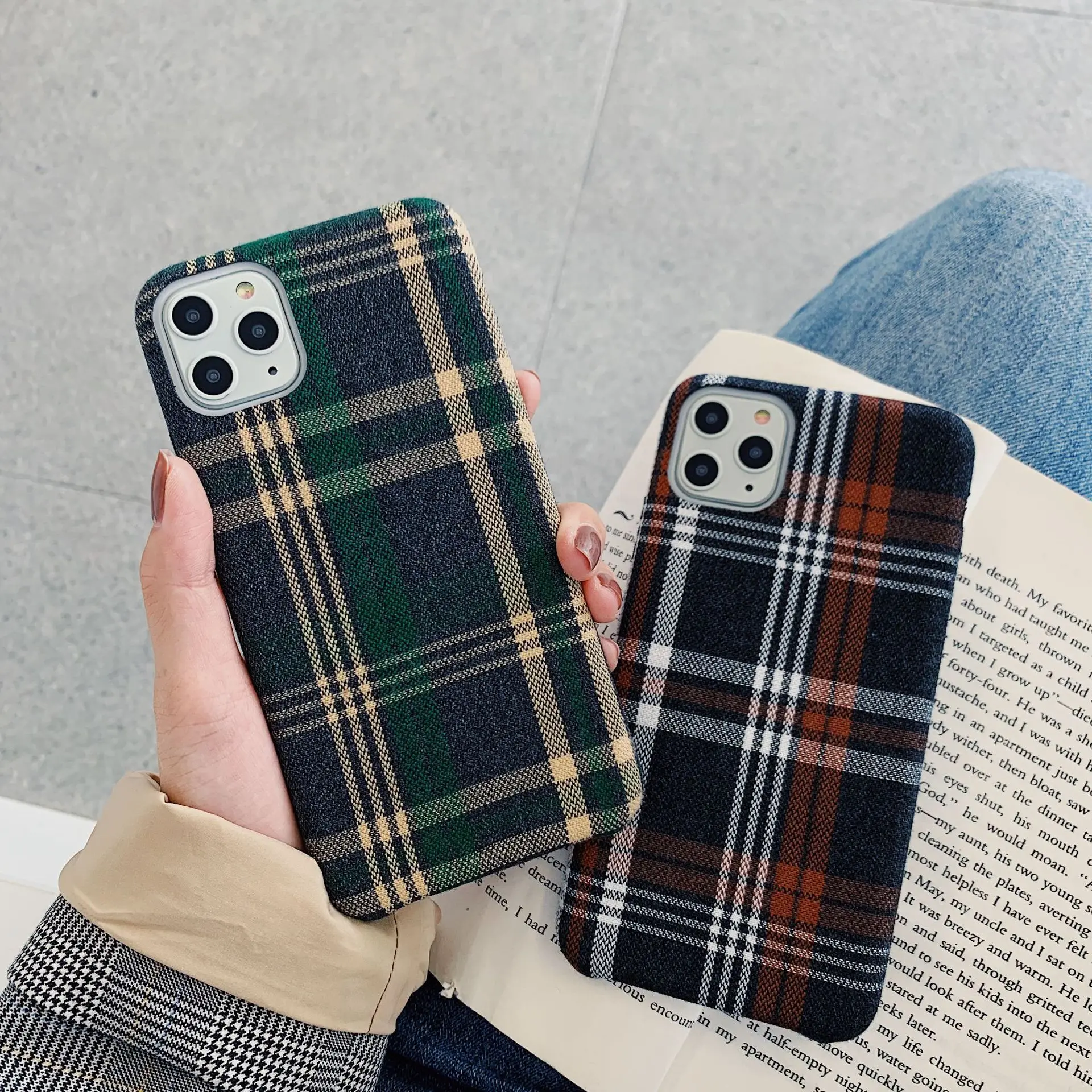 Ретро плед чехол для телефона для IPhone 11 Pro Max X XS Max устойчивый противоударный бампер чехол для IPhone 5 5SE 6 7 8 Plus Funda Armor