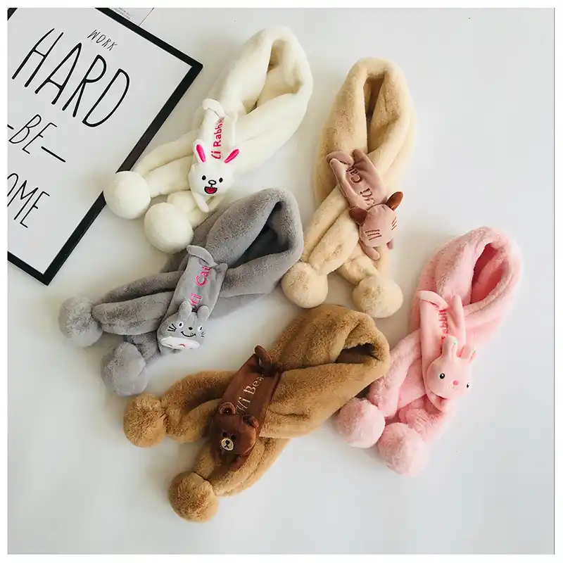 Ppxx Echarpe En Fausse Fourrure De Lapin Pour Bebe Foulard Chaud Avec Chat De Dessin Anime Pour Filles Et Garcons Aliexpress