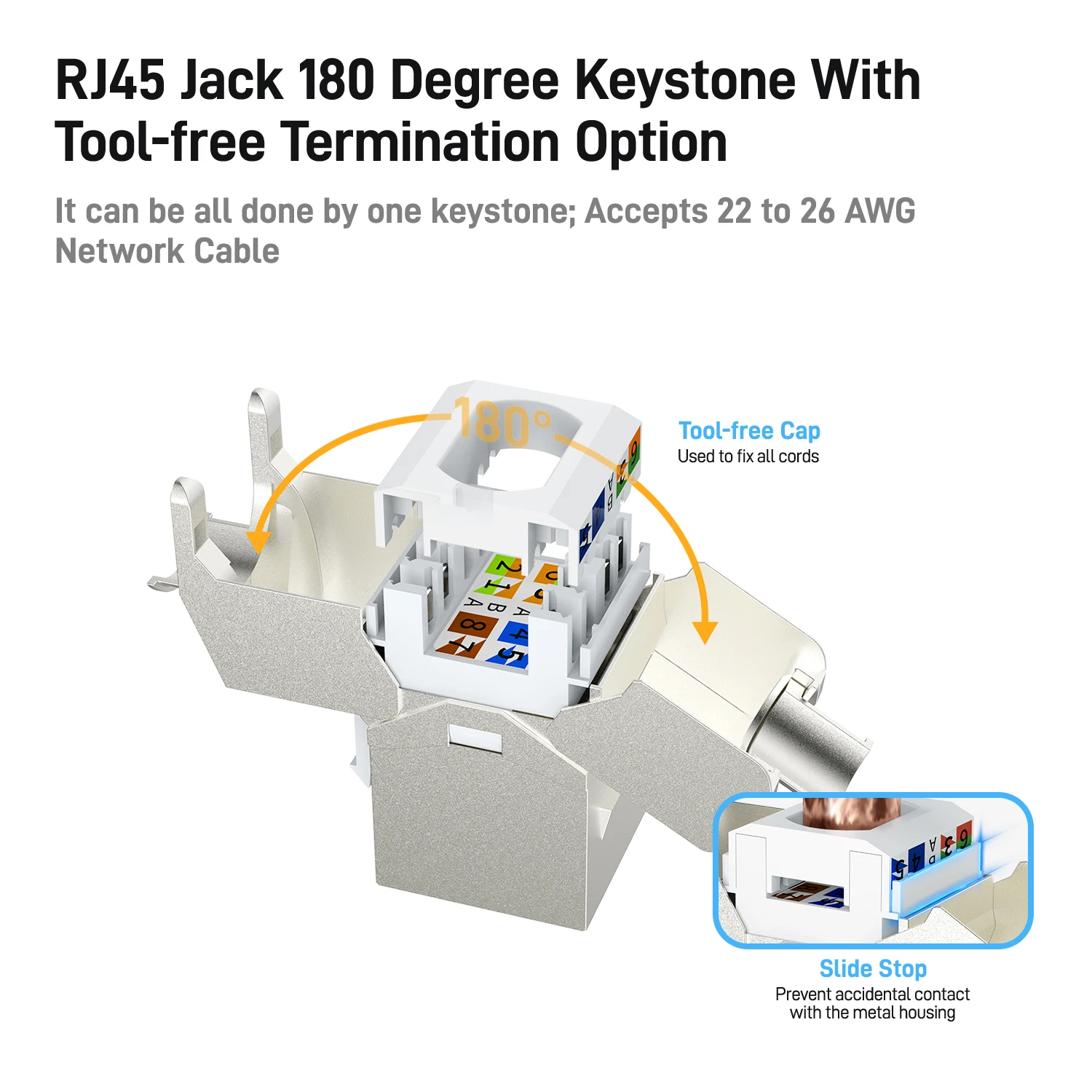 Ampcom Zinc-alloy Keystone Jack Módulo de Liga de Zinco Adaptador Acoplador Blindado Cat6a Cat7 12 Pcs - Imagem 6