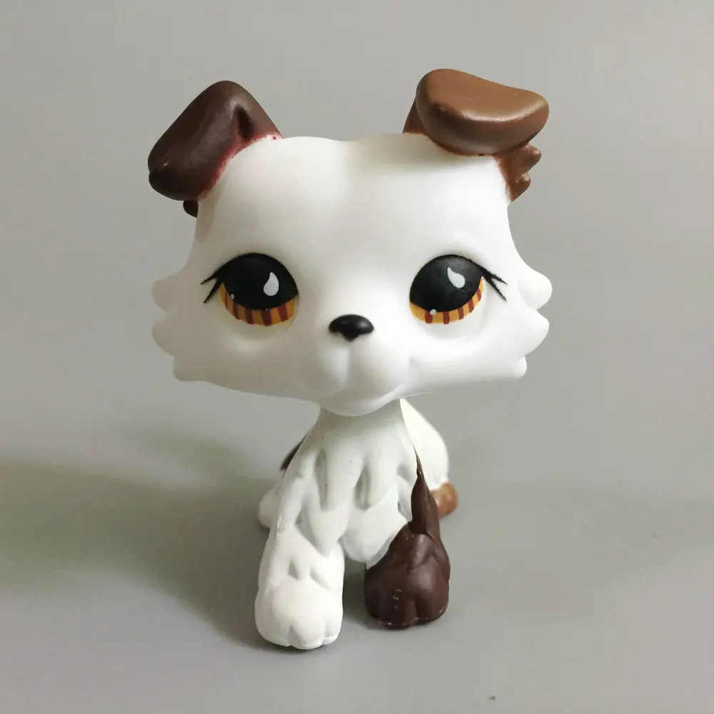 Littlest Pet OOAK белый колли Собака Ручная роспись рисунок для ребенка игрушка в подарок N2103