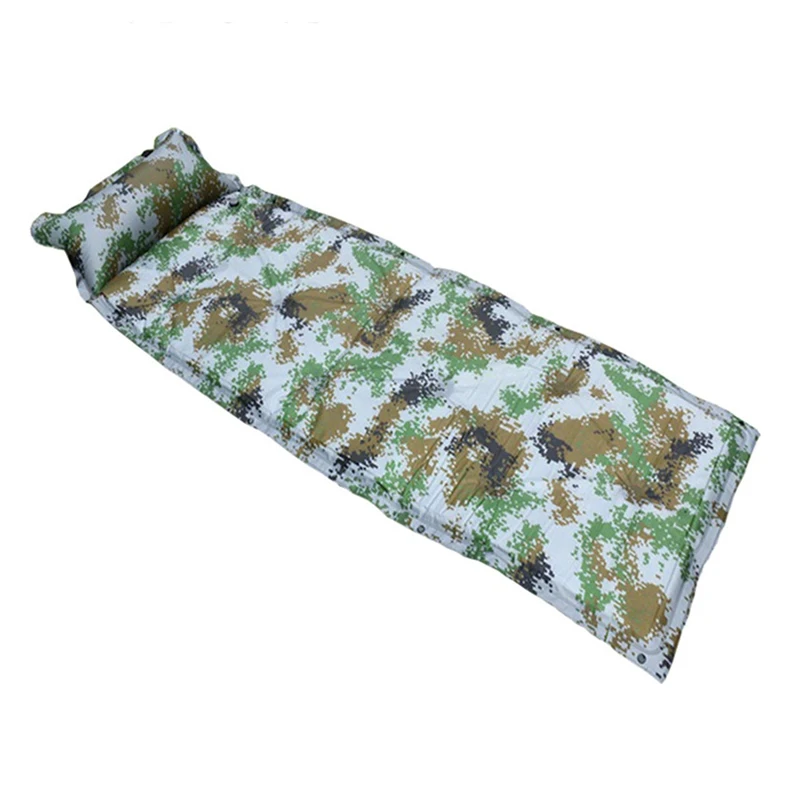 Самонадувной походный коврик Rooxin с подушкой, Сверхлегкий спальный коврик для палатки, водонепроницаемый надувной матрас для Путешествий, Походов, пикника - Цвет: Camouflage
