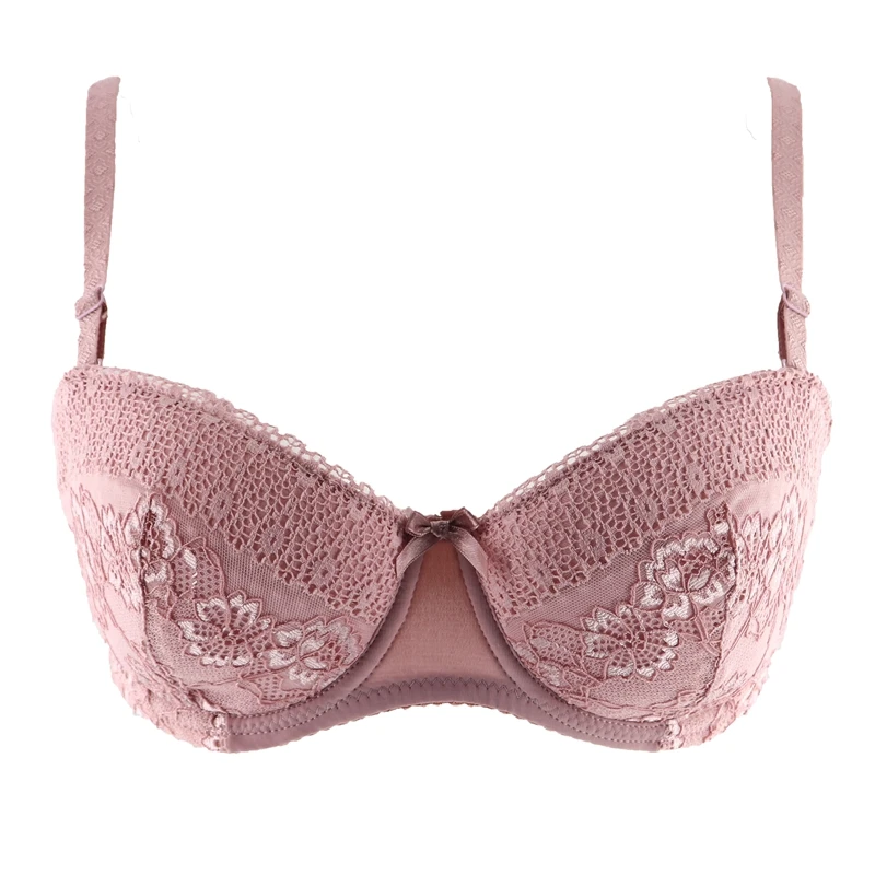 Cameo Pink PariFairy, кружевной бюстгальтер, половина чашки, ДЕМИ, хлопок, подкладка, удобный, с глубоким вырезом, на косточках, пуш-ап, Bh, сексуальное женское нижнее белье размера плюс, 36C, 38C, 40C - Цвет: Cameo Pink