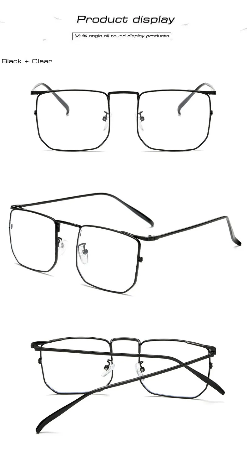 SO&EI Retro Classic Square Men Women Glasses Frame Fashion Metal Frame Clear Lens Optical Prescription Myopia Eyeglasses Frames