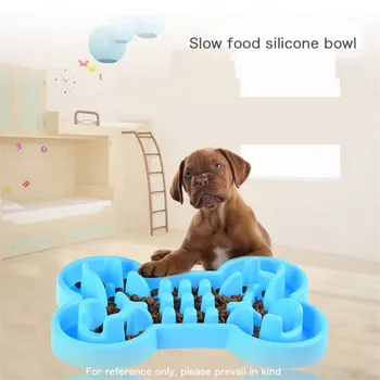 

Pet Accessories Silicone Bone Shape Anti-chocking Bowl Practical Durable Non-toxic Pet BowlHOT