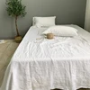 1 Flat Sheet and 2 Pillowcases,Pure Linen Sheet Set,Eco-Friendly, Single Double Queen King Size Flatsheet Set,White Home Bedding 1
