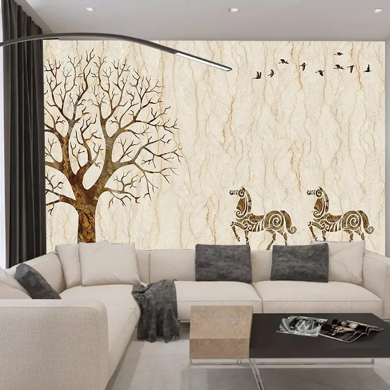 

Simple Marble TV Backdrop Customizable Living Room Sofa Wall Wallpaper Bedroom Wallpaper Mural Seamless Wall Cloth