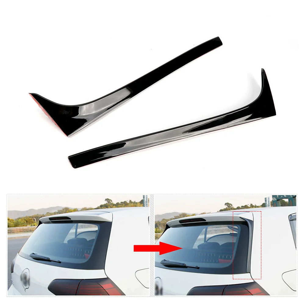 Ala Laterale Dello Spoiler Del Lunotto Posteriore Dell'Automobile Nera Luminosa Dell'Abs 2Pcs Per Vw Golf 7 Mk7 2014-2018