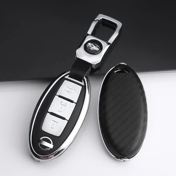 

New Carbon fiber+Zinc alloy Car Key Case Cover For Nissan Qashqai J10 J11 X-Trail t31t32 kicks Tiida Pathfinder Murano Note Juke