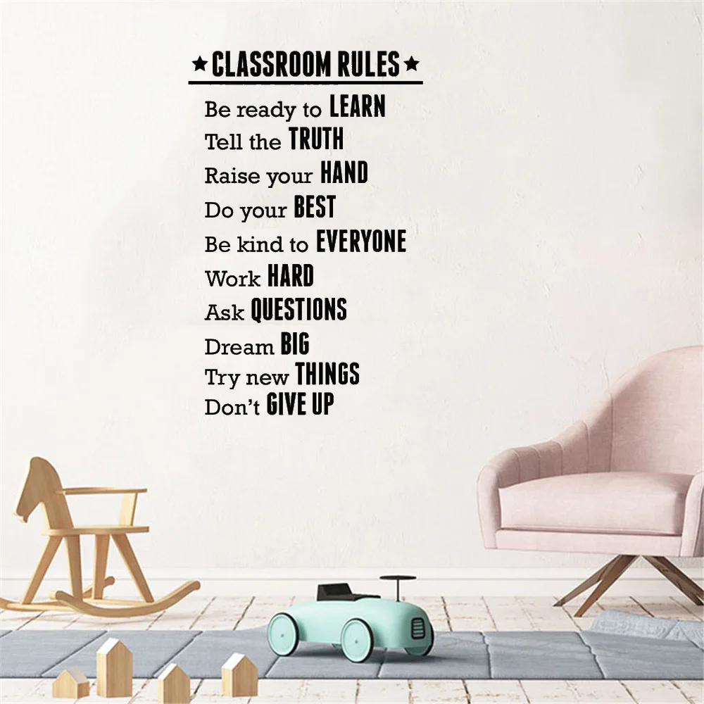 

Classroom Rules Wall Sticker For School Vinyl Study Room Decoration Wall Paper English Words Wall Decals Art Mural DW10078