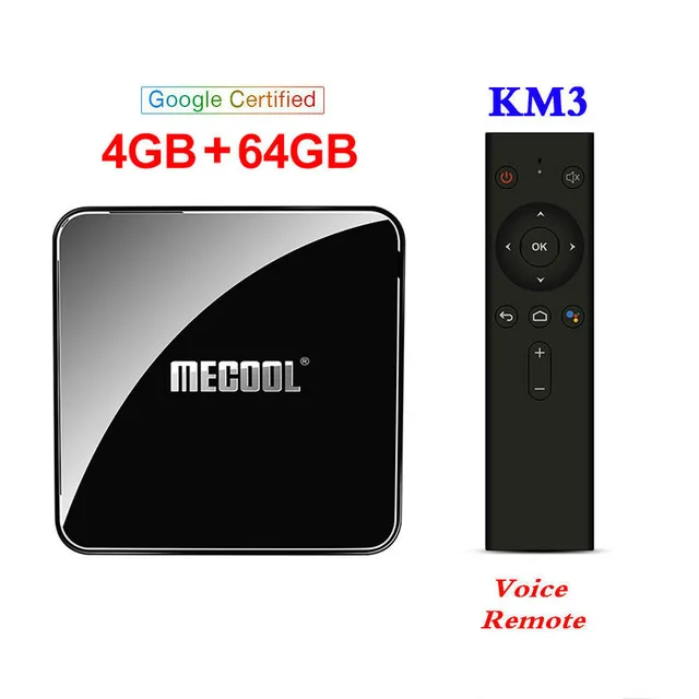 RAM 4GB ROM 64GB MECOOL KM3 Android 9,0 ТВ приставка 4 Гб 64 Гб ТВ приставка Встроенный 2,4G 5G WiFi Bluetooth 4,0 с подсветкой клавиатуры Smart Android ТВ-плеер - Цвет: RAM 4GB ROM 64GB