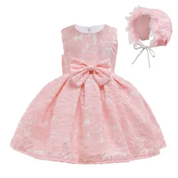 

Baby Girls Lace Princess Sleeveless Dress Kids Bridesmaid Pageant Gown Birthday Party Wedding Lovely Dress With Bow-Knot