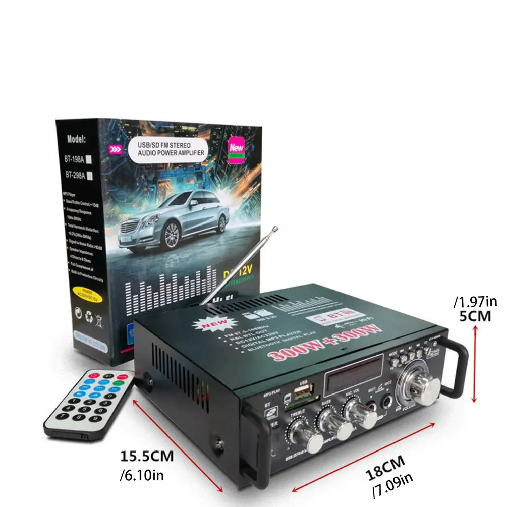 600 Вт 220 В/12 В Hifi стерео Fm 2Ch усилитель автомобильный домашний Usb Sd Mp3 Мини Usb карта Ac и Dc небольшой усилитель мощности