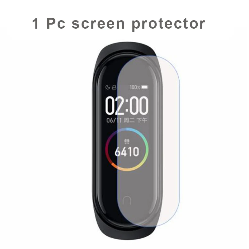 Для mi Band 4 ремешок сменный Браслет для Xiao mi band 3 4 Универсальный силиконовый ремешок с цветными цветами для mi 3 ремень - Цвет: Protective film