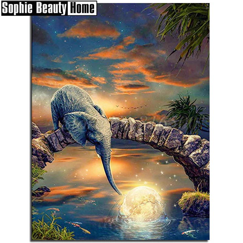 5D Diy Diamond Painting Accessories Elephant Embroidery Pattern Bridge Rhinestones Full Mosaic Home Decor 199023 | Дом и сад
