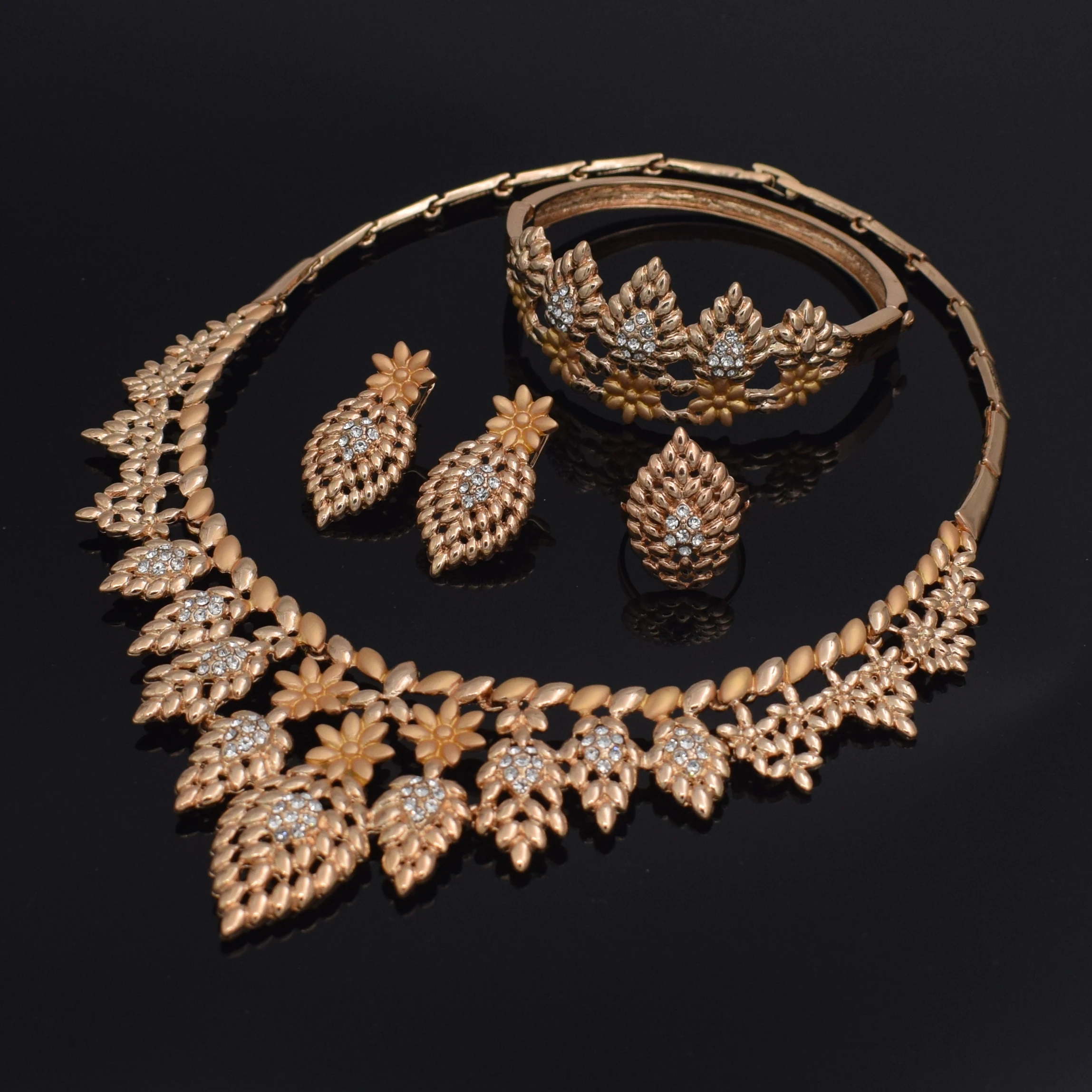 2019 Африканский Свадебный ювелирный набор Дубаи золотого/серебряного цвета