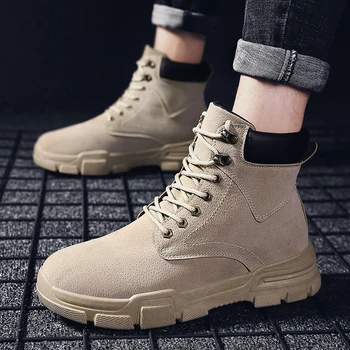 

Men Winter Boots Leather High Tops Snow Boots Man Flats Soft Loafers boots zapatos Shoes