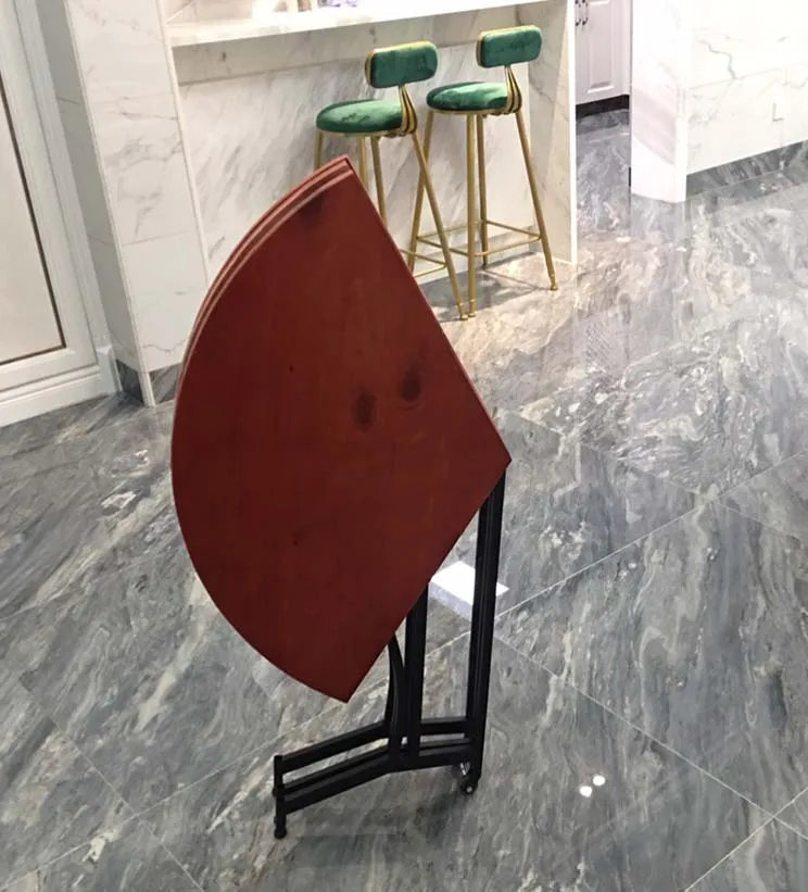 100cm Solid Wood Round Dinning Table Foldable Iron Wood Table Multifunctional Round Table Customize Table
