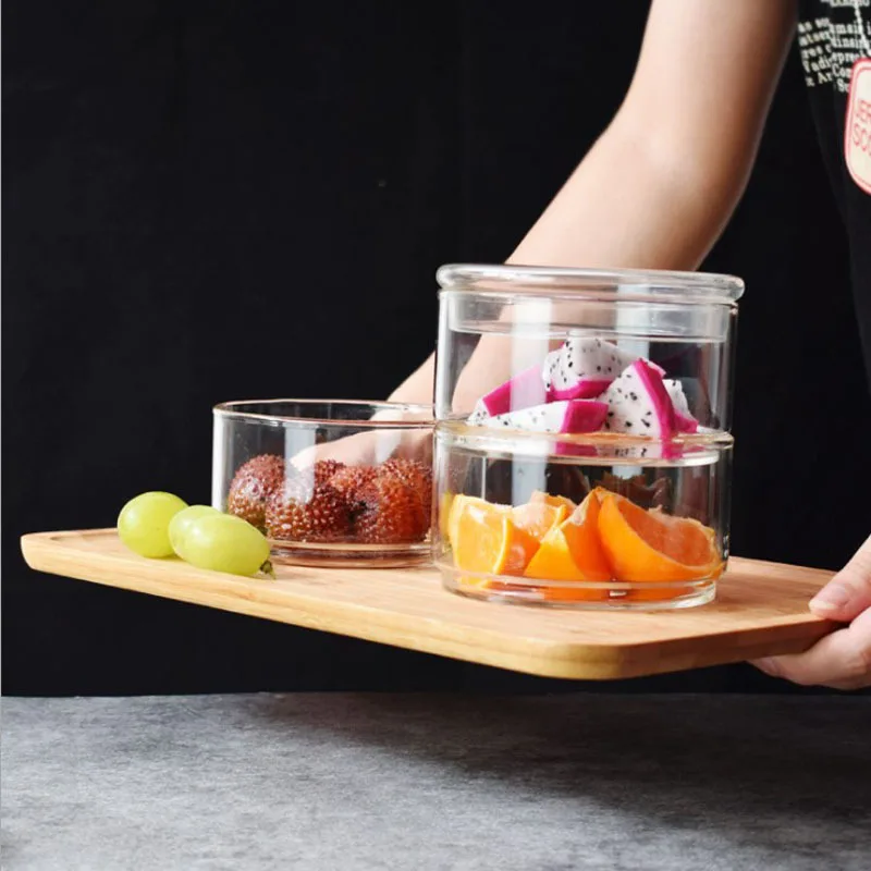 Small Containers with Lids, Glass Jars for Food, Can Overlap, Save Space Fridge Storage, Fruit Salad Fresh Bowl, Kitchen Items 3