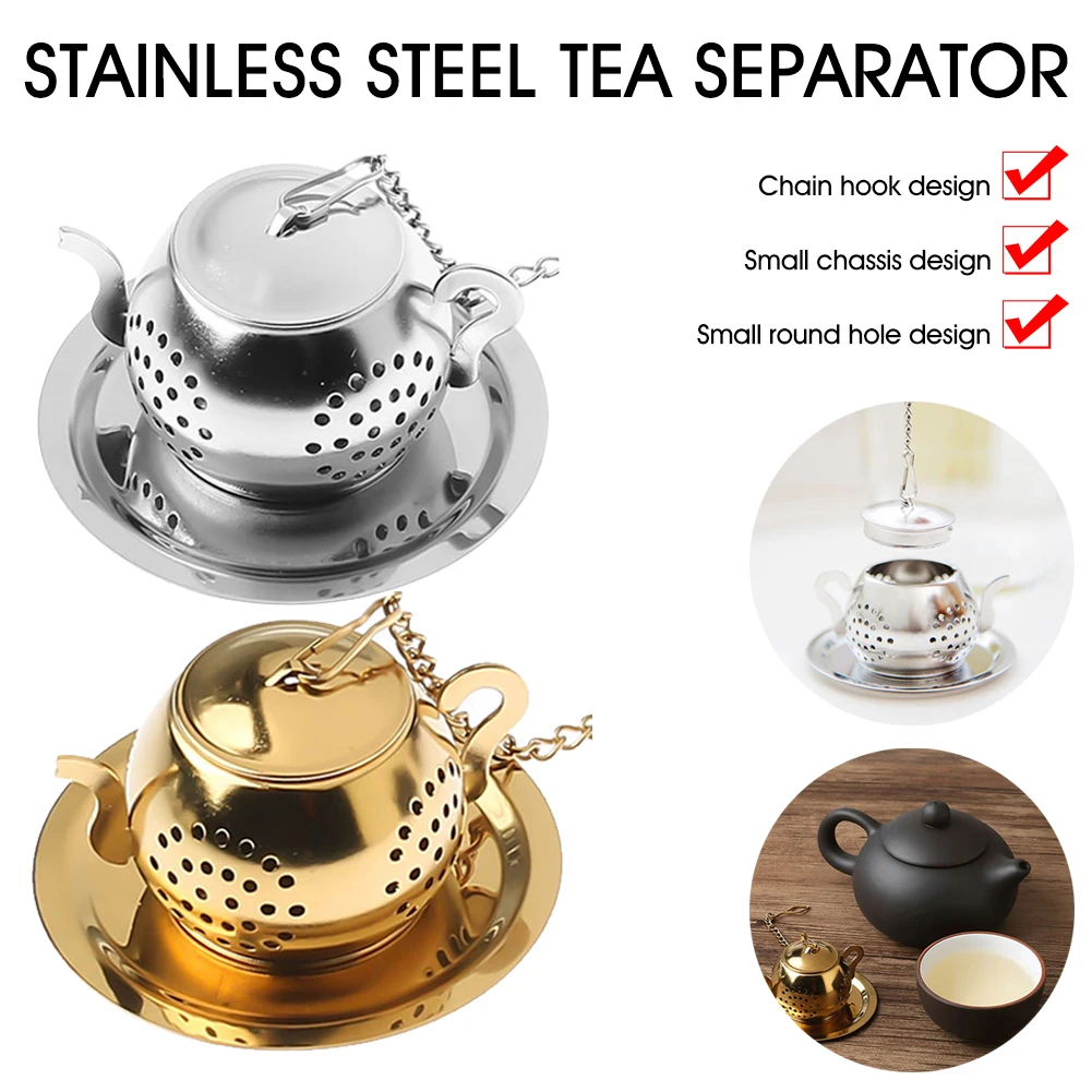 

Tea Infuser with Lid & Tray 304 Stainless Steel Tea Infuser Strainer Herb Spice Loose Leaf Filter Teaware Teapot Accessories