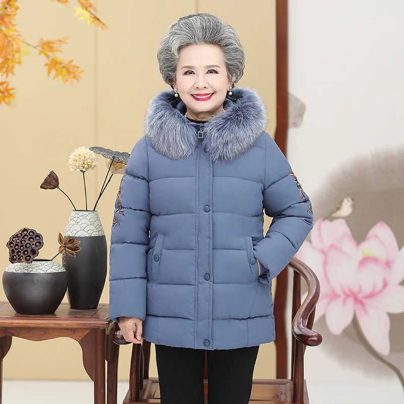 Abrigo de invierno para mujer, de algodón para madre, ropa para ancianos, ropa para abuela, de algodón gruesa para mujer - AliExpress
