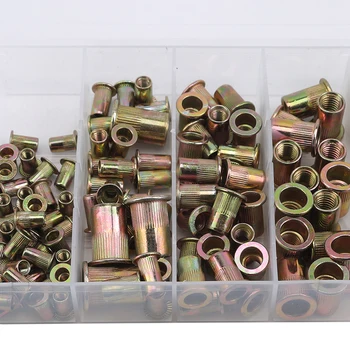 

150Pcs Green Bronze Rivet Nut With Box Metal Rivet Nut Flat Head Thread Insert Nut Rivet Cover Group Thread Nut