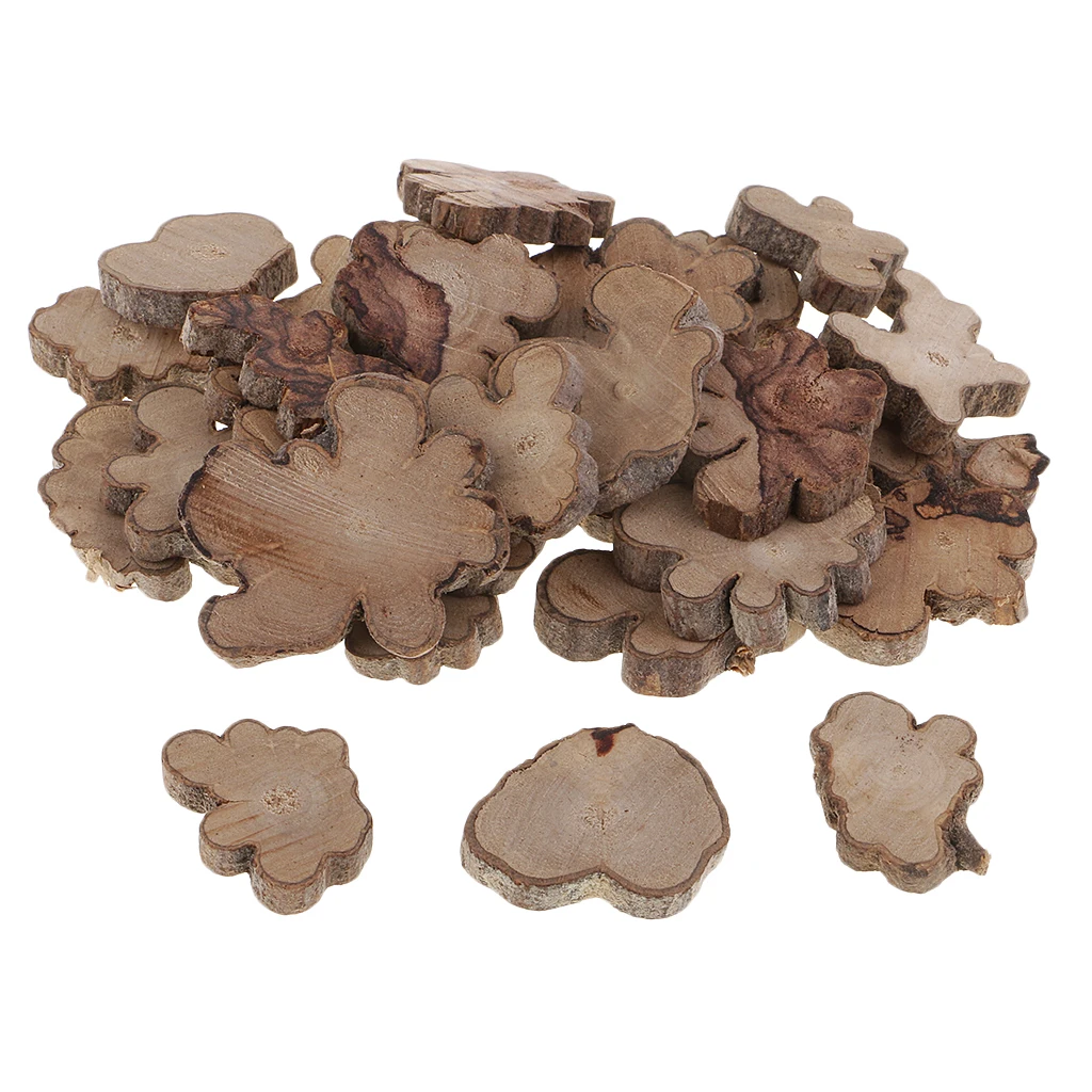 Mini Wood Slices, Round Birch Slabs, Rustic Tree Bark Slice, Natural Cut,