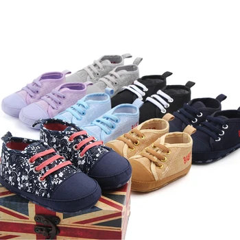 

Newborn Shoes Infant Toddler Baby Boy Girl Spring Autumn Soft Bottom Spring Canvas Shoes Walkers Newborn0- 12M Black Grey