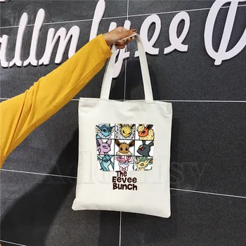 

Pop Eeveelutions Pokemon Go Handbags Hot Selling Fashion Handbag Canvas Bag Tote Ladies Shoulder Bag Reusable Shopping Bags