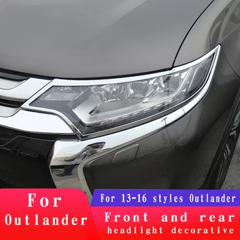 

ABS plastic plating Car Front Headlight + Rear Tail Light Lamp Cover Trim For 2016-2018 Mitsubishi Outlander car decoration